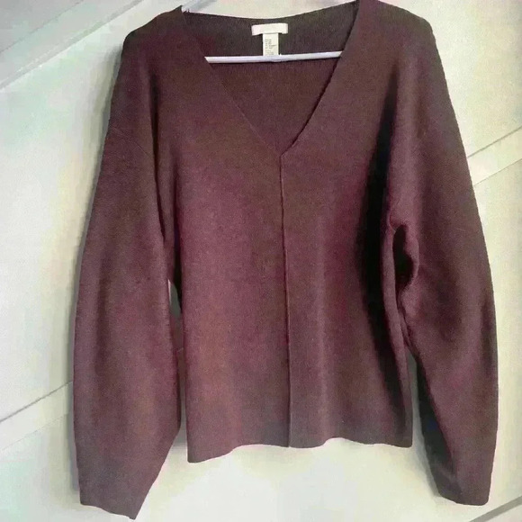 H&M Fine-knit jumper size  XS in burgundy - Picture 2 of 7